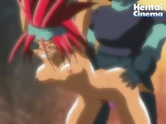 Hentai redhead chick gets chained and fucked in her pussy