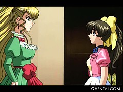 Hentai mistress licking big tits and rubbing teen snatch