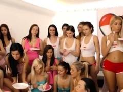Lesbian spanking and squirting 40 damsels came over to party