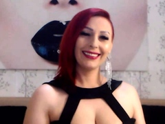 Redhead lady smoking on webcam