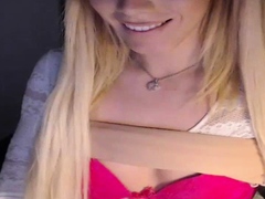 Attractive Blonde T-Girl masturbating Live at Webcam Part 3